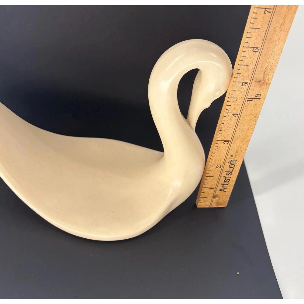 Vintage Ceramic Swan Decor Cream Vanity Organizer Towel Holder Mid Century Decor
